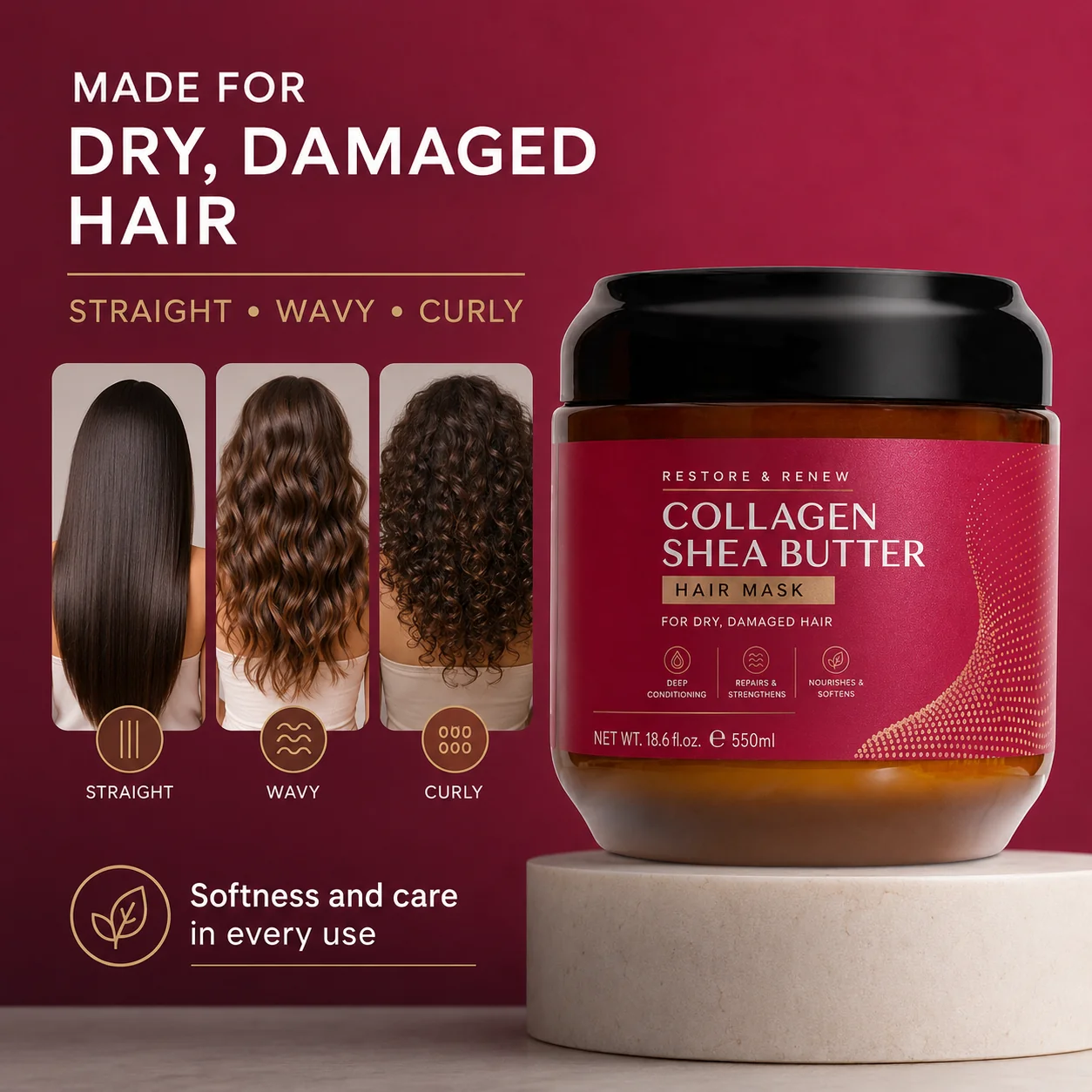 Collagen Shea Butter Hair Mask Deep Repair Conditioning