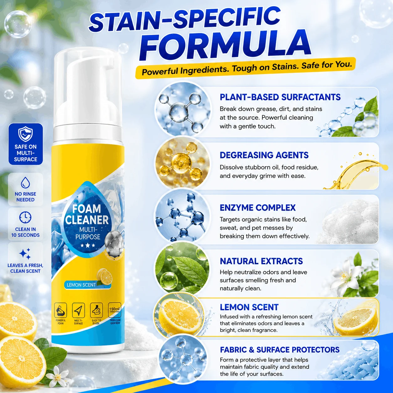 🔥Last Day 50% OFF🔥 Foam No-Rinse Cleaner - Spray, Wipe & Done