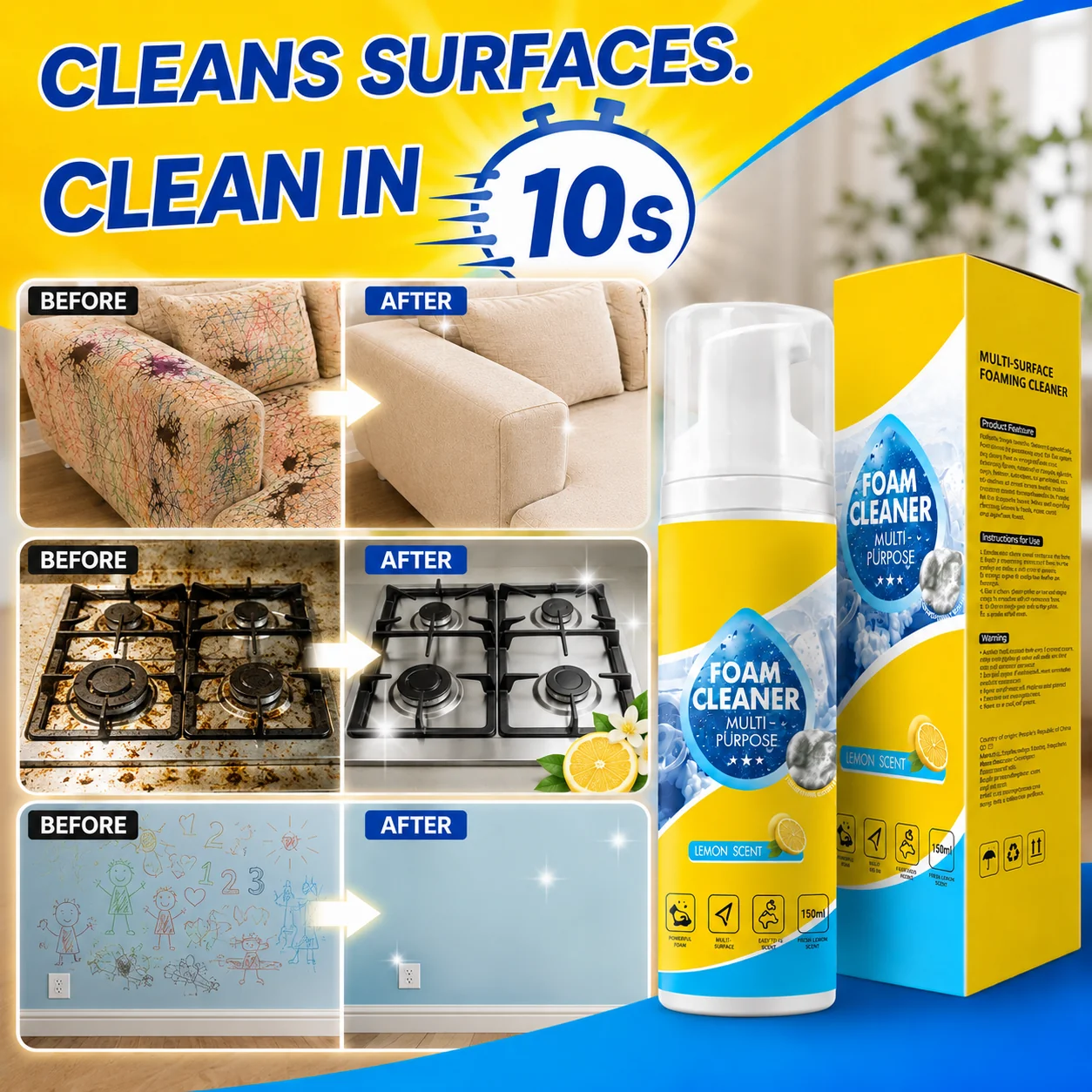 🔥Last Day 50% OFF🔥 Foam No-Rinse Cleaner - Spray, Wipe & Done