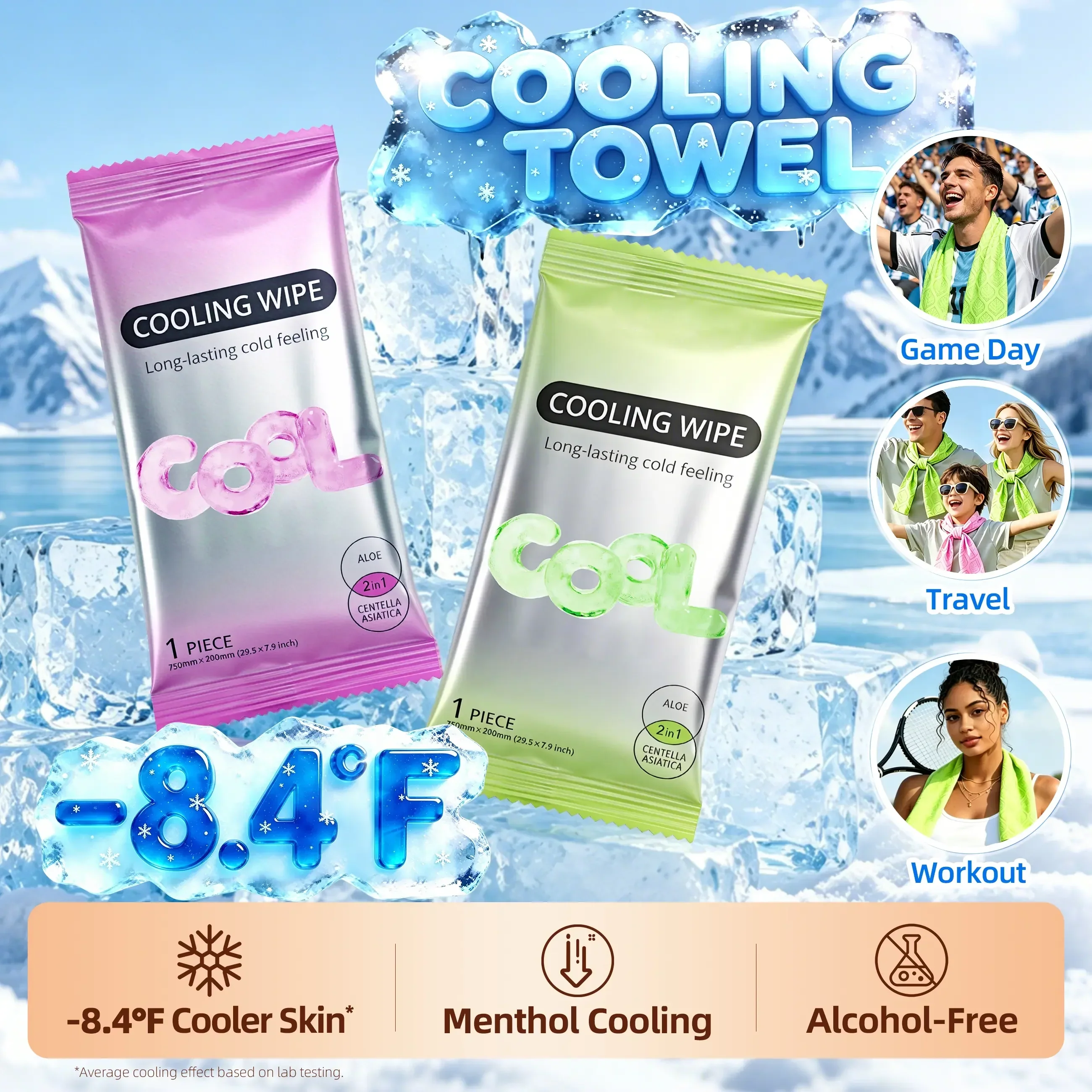 Calmsho Cooling Towels & XL Menthol Wipes | Instant Long-Lasting Summer Heat Relief