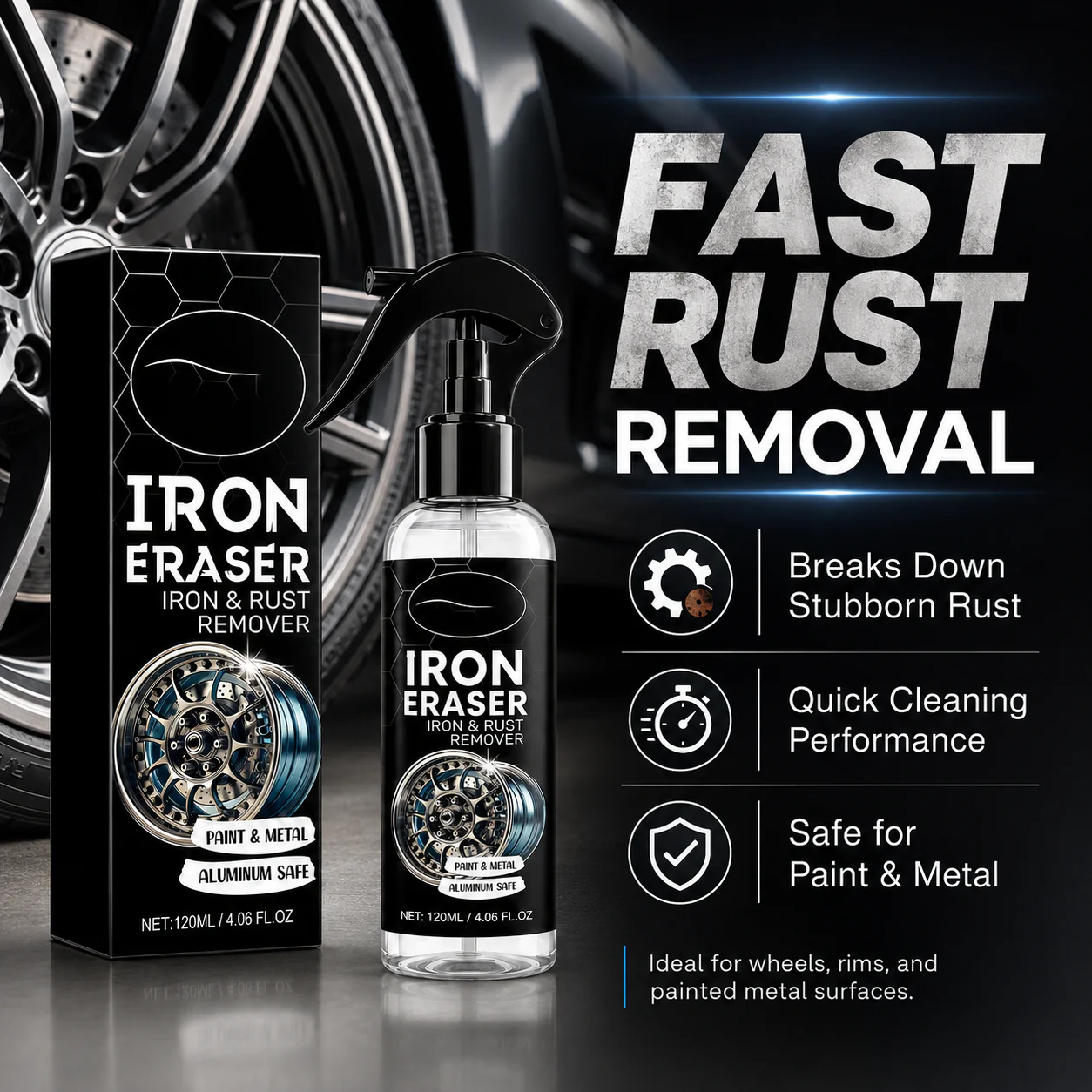 Fast-acting rust removal spray