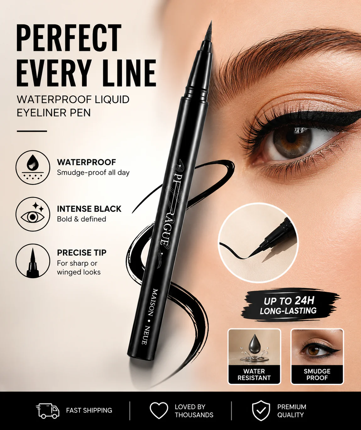 Foxexpro-Cosmetics eyeliner pen is sweat-resistant and doesn't smudge easily