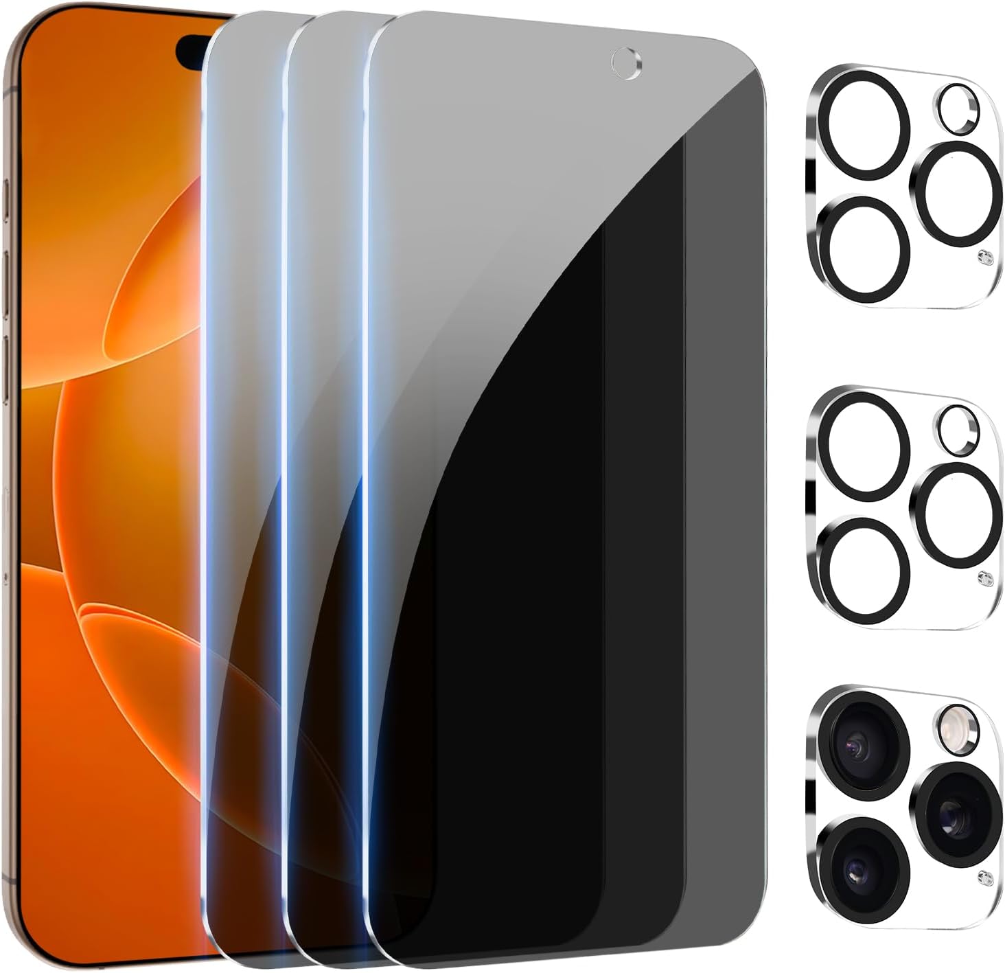 Privacy Screen Protector with Camera Lens Protector, Full Coverage Anti-Prying Tempered Glass Film, 9H Hardness, Easy to Install, Bubble-Free [6.9 Inch]