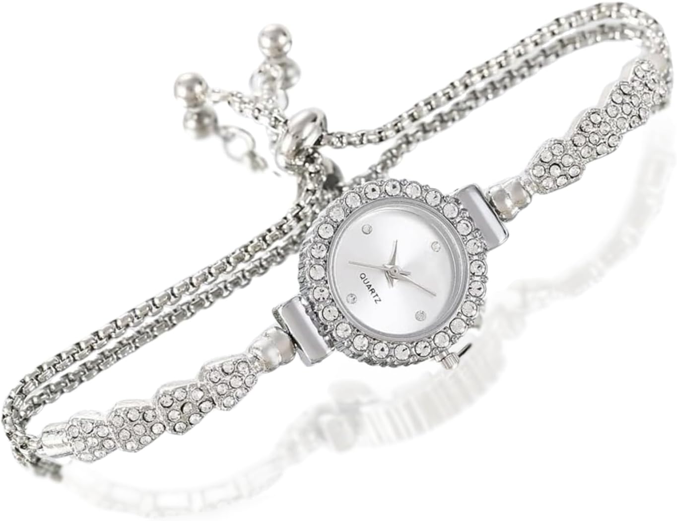 Women's Sparkling Diamond Watch -18k Real Gold/Platinum/Rose Gold Plated, Adjustable Size Bracelet, Multicolor Round Dial -Quartz Stainless Steel Wristwatch -Birthday Gifts for Elegant Women