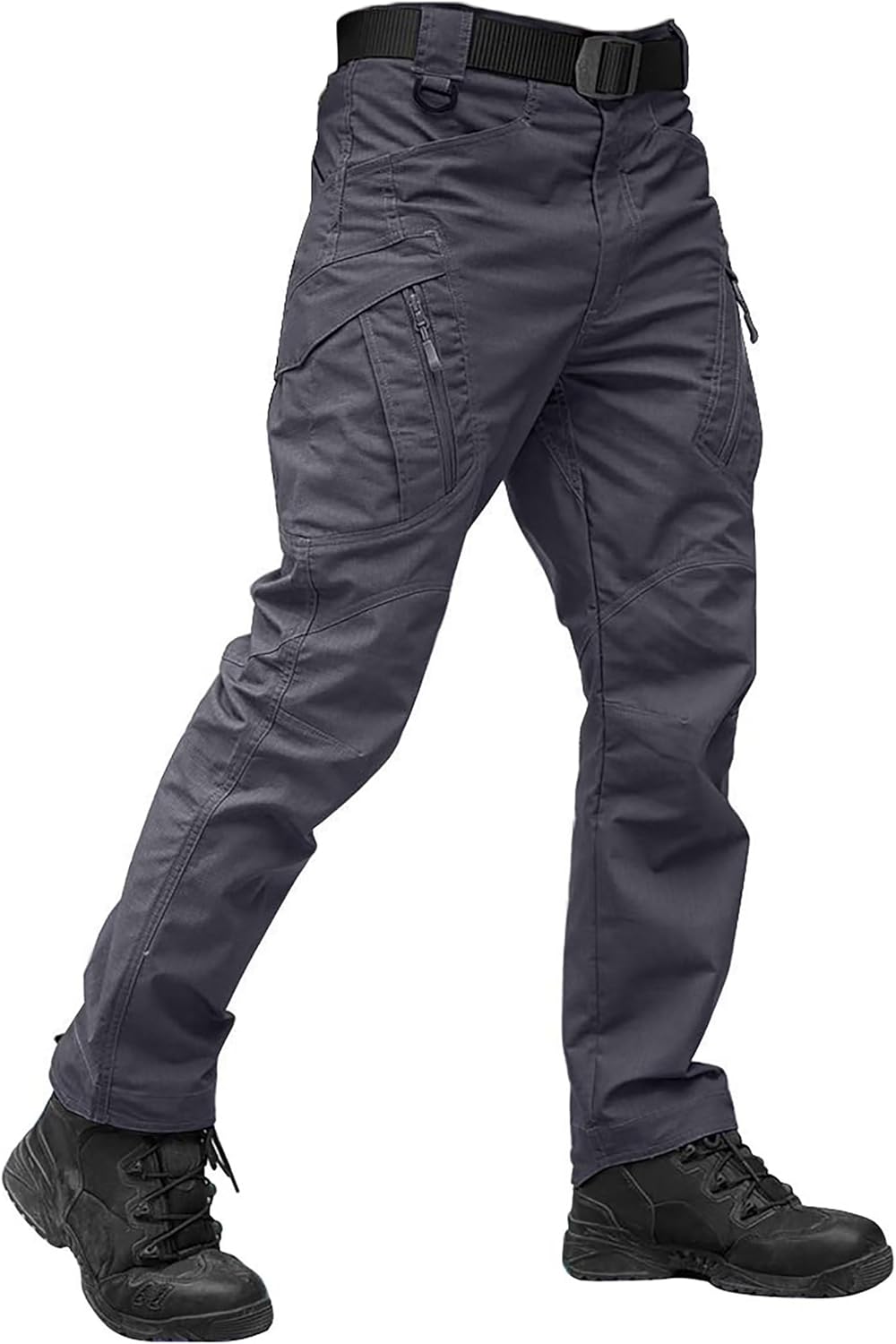 Men's Tactical Pants 9 Pockets Cargo Hiking Pants Lightweight Work Pants for Men Construction Water Resistant Gray 32