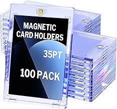 100-Pack Magnetic Card Holder, 35pt One Card Holder Touch for Trading, Baseball Cards, U-V Protectors Hard Plastic for Sports, Game, PKM, MTG Cards