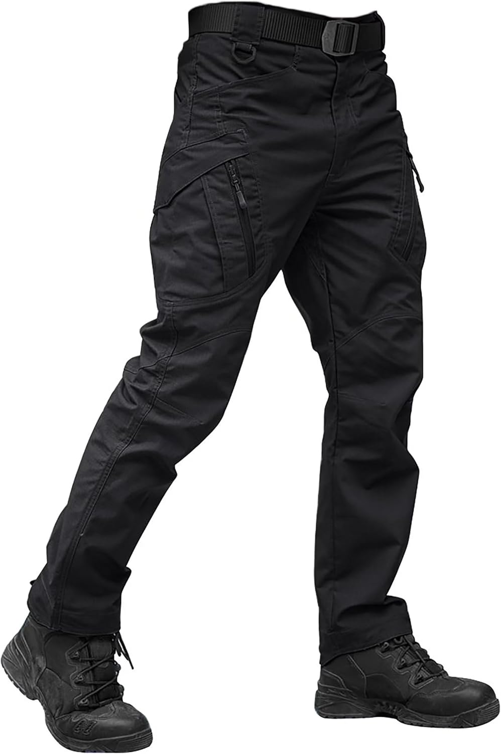 Men's Tactical Pants 9 Pockets Cargo Hiking Pants Lightweight Work Pants for Men Construction Water Resistant Black 38